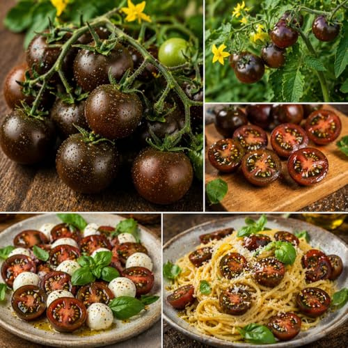 Semi Pomodoro Black Cherry – 70 Semi Selezionati | Pomodorini Neri Dolci e Succosi | Alta Germinazione | Ideale per Orto, Vaso e Serra | Varietà Gourmet Ricca di Antiossidanti charry