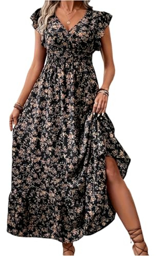 Vestidos Verano Mujer 2026 Elegantes Adelgazante Ropa Verano Mujer Cuello en V Manga Corta Estampado Dresses for Women