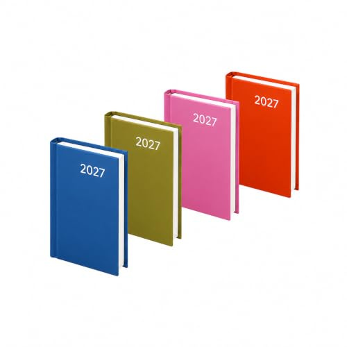 Pocket Colour Block Diary 2027 Week To View | Small Pocket Year Planner Diary | Hardback Cover With Ribbon Bookmark | A7 Handbag Size 11 X 8.5 X 0.8cm | Assorted Trend Colours | Pack Of 1