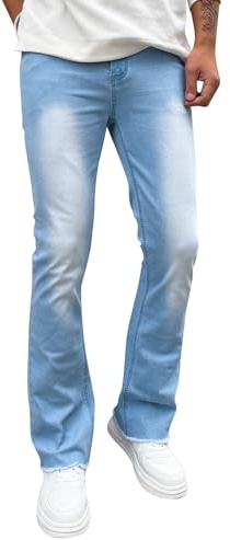 Enfärgade utsvängda jeans för män Silm Fit Bootcut jeans för män | Loose fit raka ben denimbyxor vardag trendiga denimbyxor bekväma minimalistiska promenadbyxor för daglig användning