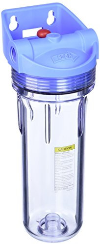 Pentair Pentek 158649 3G Slim Line Filter Housing, 1/2 NPT #10 Under Sink Clear Water Filter Housing, Integral Bracket Cap with Pressure Relief Button, 10 Inch, Blue/Clear