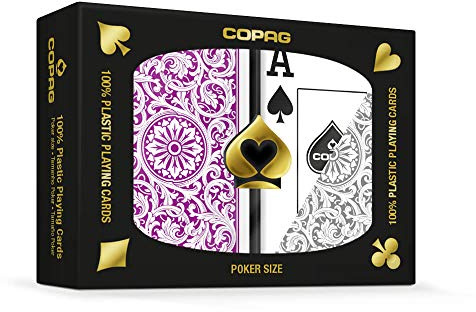 COPAG 1546 Design 100% Plastic Playing Cards, Poker Purple/Grey Jumbo Index (1 Set)