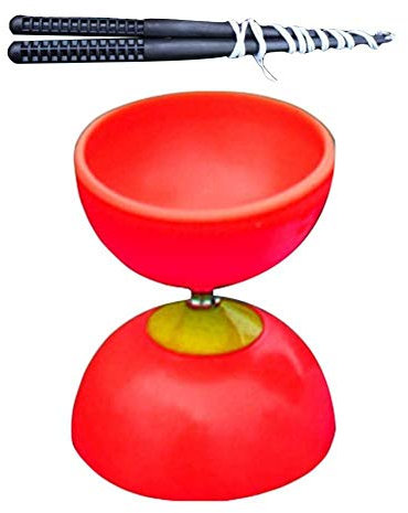 Uteruik Yoyo Ensemble de diabolo chinois amusant à 3 roulements à billes en métal Rouge