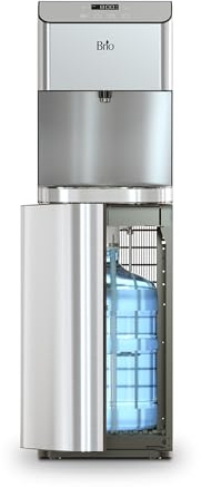 Brio Moderna Bottom Load Water Cooler Dispenser - Tri-Temp, Adjustable Temperature, Self-Cleaning, Touch Dispense, Child Safety Lock, Holds 3 or 5 Gallon Bottles, Digital Display and LED Light