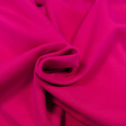 0,5m Baumwoll-Jersey uni 8% Elasthan Baumwollstoff elastisch Meterware Jersey-Stoff Oeko-Tex Kl 1, Farbe:fuchsia