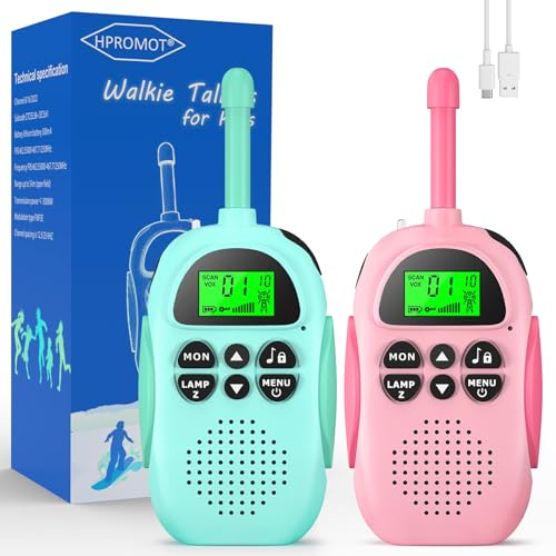 HPROMOT Spielzeug ab 3-12 Jahre Jungen Walkie Talkie Kinder Aufladbar, 16-Kanal Kinder Spielzeug für 3-12 Jahre Kinder,Abenteuer, Camping,Wandern,Christmas Birthday Gifts