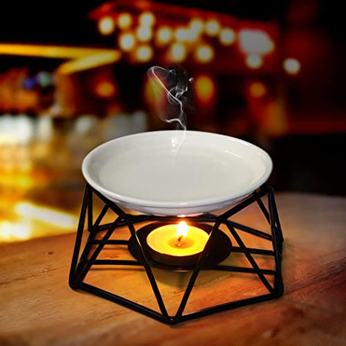 Violetpos Stilvoll Romantisch Ceramic Aroma Lamp Aroma Diffuser Tealight Candle Holder Oil Burner-Schwarz