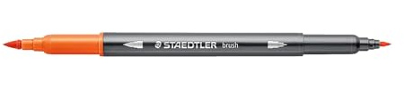 Staedtler Watercolour Design Journey 3001-4 Double Fibre Tip Pens Orange Fine Tip and Flexible Brush Tip Water-soluble 10 Orange Felt Tip Pens