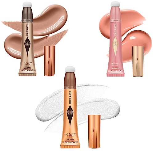 Liquid Contour+Highlighter Blush Stick+Liquid Blush Stick, Smooth Creamy Texture Face Makeup Wand, Multi-use Stick Natural Contour Blush Brighten Cheek Cosmetic (Contour+Blush#01+Highlighter #01)