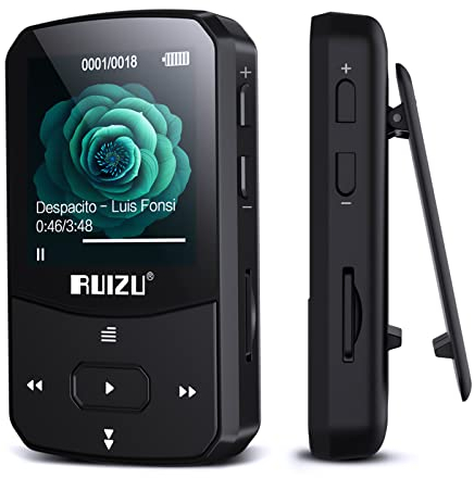 64GB Clip Reproductor MP3 Deportivo Bluetooth 5.3,HiFi MP3 Player Portátil sin Pérdida, Radio FM, Podómetro Inteligente, Grabaciones, con botón de Volumen Independiente, Soporta hasta 128 GB