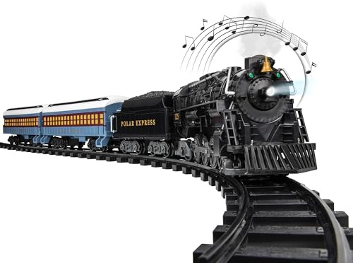 Lionel The Polar Express Battery Powered Train Set w/Bluetooth, Water Vapor Smoke, Lights, & Movie Sounds, 2-Rail Plastic Ready-to-Play Track System, Toy Train Set for Kids Ages 4+