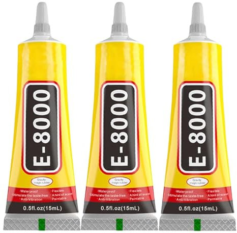 3Pcs E-8000 - Multipurpose Glue, Contact Adhesive, Transparent E8000 Bonding Agent - 3PC Super Bonding Agent for Phone, Jewelry, Glass, Wood, Metal, Fabric - Multi-Functional Adhesive Solution (15ml)