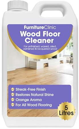 Wood Floor Cleaner - 5 Litres - Ready To Use & Quick Drying - Infused With Orange Aroma - For All Types of Wooden Floors
