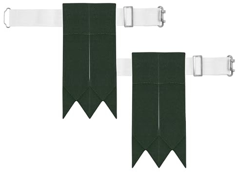Kilt Emporium Adjustable Kilt Flashes for Men - Heavy Buckle, Plain & Tartan (Dark Green)