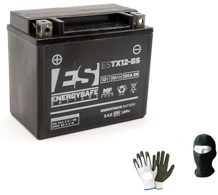KOMPATIBEL MIT CF Moto NK 450 Jahr 2024 al 2024 Batterie YTX12-BS ENERGYSAFE ESTX12-BS BEREITS AUFGELADENE BATTERIEN 10 Ampere 12 Volt 152X88X131MM 150A EN