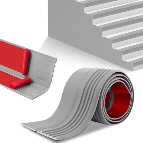 Nez d'escalier antidérapant, autocollant en vinyle, marches en PVC souple et antidérapantes pour une utilisation en intérieur et en extérieur, imperméable et résistant à l'usure (5 + 4,8 x 3 m et gris