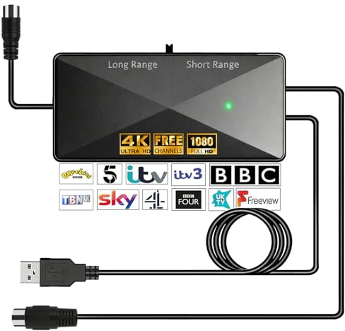 CSUXYD Tv Signal Booster Aerial Amplifier, High Gain Indoor TV Aerial Booster, USB Power Adjustable Reception Range Tvs Antenna Booster Amplifier (Black-316)