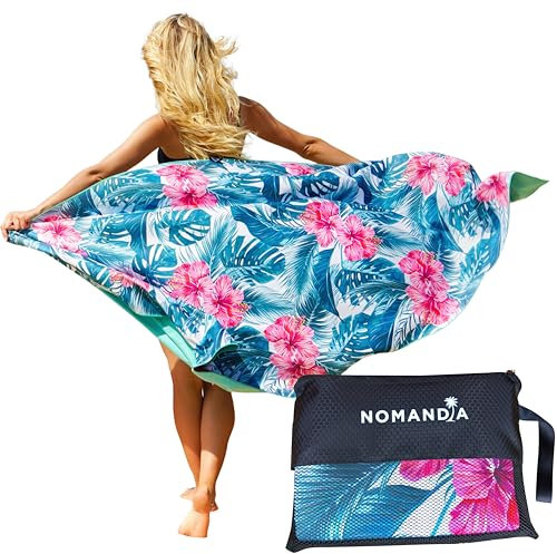 Nomandia Microfibre Beach Towel - Quick Dry Extra Large Microfibre Towel - Sand Free & Lightweight Beach Towels for Adults - Ultimate Travel, Holiday & Swim Towels - Designed in the UK - Bag Included