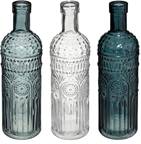 Atmosphera - Set de 3 Bouteilles Folk - Verre - Bleu