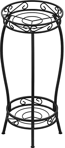 Mutool 2 Tier Metal Plant Stands for Flower Pot, Tall Plant stand for Outdor Indoor Plant, Plant Pot Holder Plant Table for Garden Patio, 69x32cm, Black