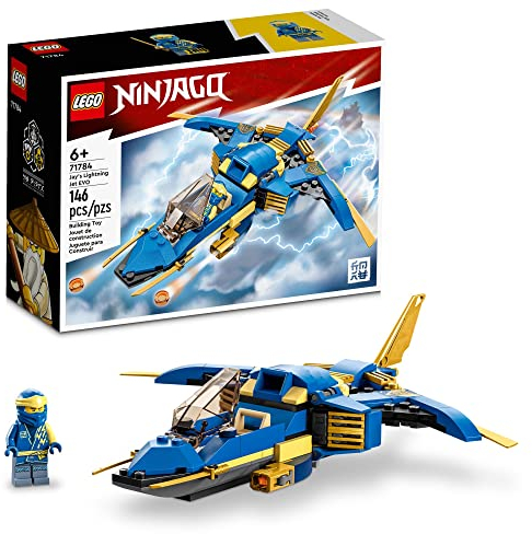 LEGO NINJAGO Jay's Lightning Jet EVO 71784, Aufrüstbares Spielzeugflugzeug, Ninja Flugzeug-Bauset, Sammlerstück, Geburtstagsgeschenkidee für Kinder, Jungen und Mädchen ab 7 Jahren