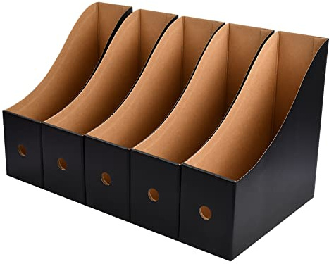 5 Pezzi Porta Cartelle Organizzatore per Riviste, Pieghevole Portariviste per Documenti Raccoglitore, Portariviste da Scrivania in Cartone per Ufficio Casa Archiviazione di File (Nero)