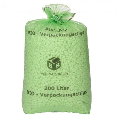 BB-Verpackungen 4x 300 Liter BIO-Verpackungschips BIG (4 Beutel) | antistatisches Füllmaterial, leichte Polsterchips und 100% biologisch abbaubar