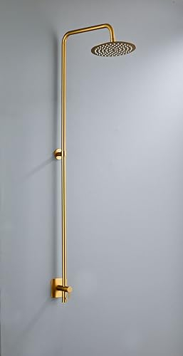 AIYA Bath Système de douche d'extérieur design - Laiton et acier inoxydable - Eau froide - Design danois moderne - Robuste et résistant aux intempéries