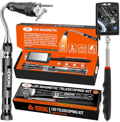 Mens Valentines Day Gifts for Him Telescoping Magnetic Pickup Tool Set - Inspection Mirror, Birthday Gifts for Men Dad Boyfriend Husband Mens Gifts Ideas 2-Pack