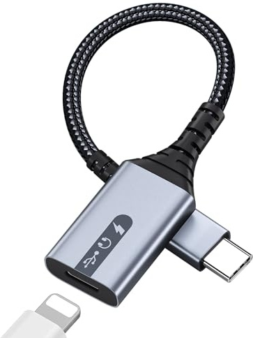 Adapter USB-C till 8 Stift från MMOBIEL -Kompatibel med Lightning Hona till USB-C Manlig för Ljud, Laddning och Dataöverföring-Hörlurskabel för iPhone 16 15, iPad, MacBook, Galaxy S25 S24 S23 S22 osv.