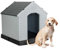 Aqpet Hundehütte aus Kunststoff für den Innen- und Außenbereich, wasserdicht mit erhöhtem Boden, für mittelgroße Hunde 87 x 78 x 81 H, Grau