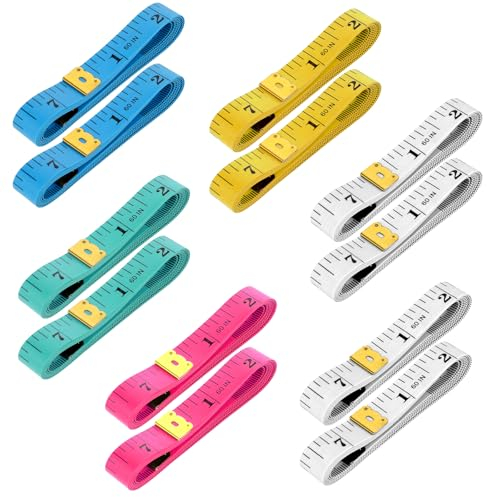 cobee Lot de 12 rubans à mesurer pour mesures corporelles - 150 cm - Double échelle - Règle souple pour couture de corps, tissu, fournitures d'artisanat, projets de tricot