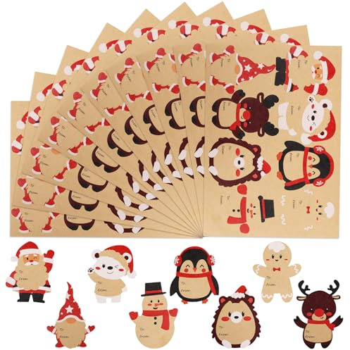DERAYEE 120PCS Christmas Stickers Gift Tags, Self-Adhesive Name Tags for Xmas Envelopes Cards Gifts Wrap Boxes Decoration
