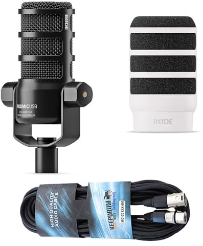 Rode Podmic - Micrófono para podcast (USB, XLR, incluye cable XLR Keepdrum XLR)
