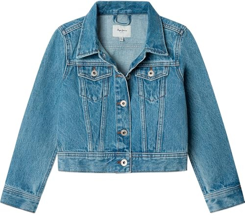 Pepe Jeans Cropped Jacket Jr Veste, Bleu (Denim-NC9), 8 Ans Fille
