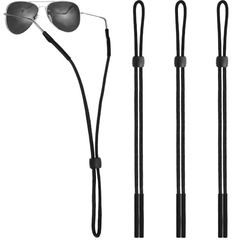 Ymapinc 3 Stück Verstellbare Brillenkette Damen Brillenband Rutschfeste Brillenband Herren Sport Brillenbänder für Lesen Sport Radfahren und Reisen(Schwarz)