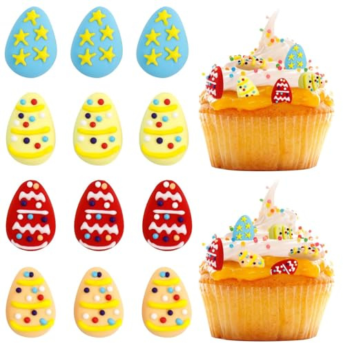 12 Pièces Décorations Comestibles Pâques, Toppers Pour Gâteaux Et Cupcakes