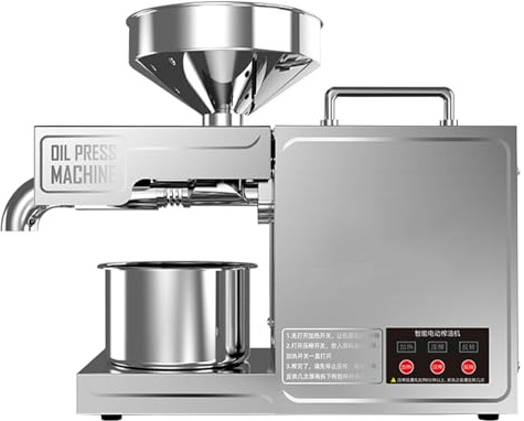 Oil Press Machine, 304 Stainless Steel Hot/Cold Oil Extraction, High Power Pure Copper Motor for Flaxseed, Peanut, Sesame, Sunflower