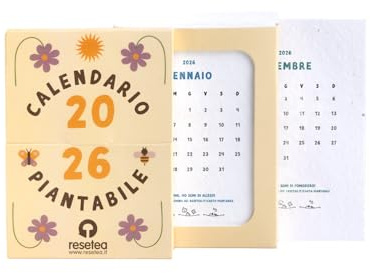 Calendario Piantabile 2026 | Carta con Semi per 12 Mesi di Fiori e Piante | Regalo Originale, Pratico e Divertente | Resetea