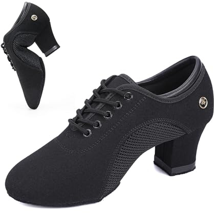 Topratting Women's Ballroom Dance Shoes 1.5 in/2 in Lace-Up Women's Latin Dance Shoes Suitable for Salsa Ballroom Modern Rhythm Jazz Banquets Teaching Practice Professional Performance
