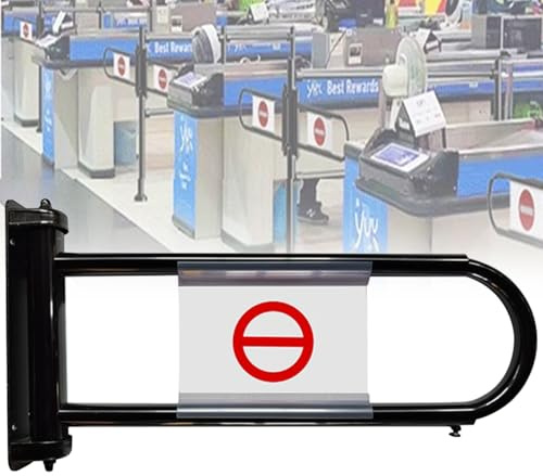 Portal i rostfritt stål | Automatisk svängdörr | Envägs fotgängare för stormarknader och bibliotek | Svart säkerhetsbarriär (55-80 cm)
