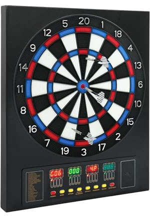 Set di bersaglio elettronico per freccette con 4 display LCD, con 12 freccette e 100 punte di ricambio
