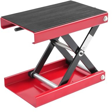 Deurqund Sollevatore per moto, altezza regolabile 9,3-35 cm, portata 500 kg, sollevatore per moto pieghevole per cambio pneumatici e manutenzione con piattaforma antiscivolo (rosso)