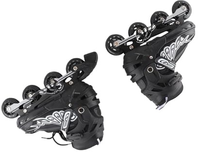 Gavigain Patines en línea Ajustables Patines de Fitness para Interiores y Exteriores Niños Niñas Damas Negro S M L 1 par PVC PU PP Llaves Tornillos (l)