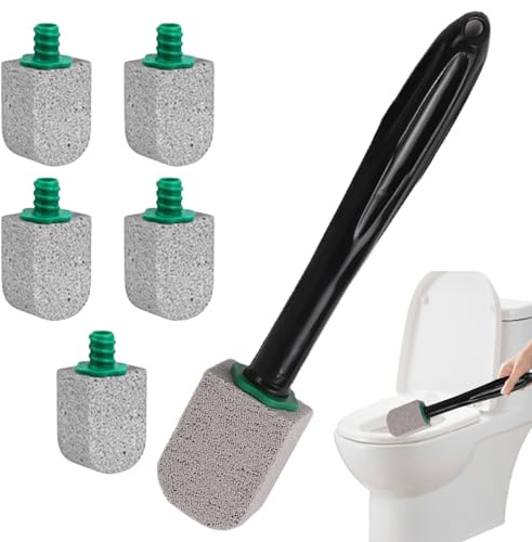 Pumice Stone Toilet Bowl Cleaner, Cleaning Wand with 5 Brush Heads, Pumice Stone Toilet, Long Handle Toilets Bowl Stain Remover Eraser, Effective Cleaning of Toilets, Swimming Pools