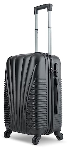 SA Products Cabin Suitcase - Hardshell Airline-Approved Luggage Bag for Travel - Cabin Bag with Inner Pockets, Extendable Top Handle, Side Handle, 4 Spinner Wheels, Lock - 55x22x38cm, 35L, Black