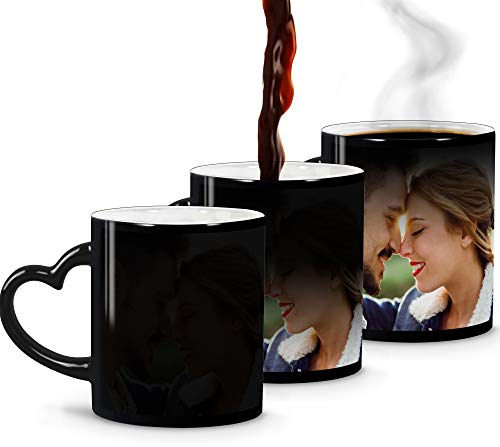Taza Mágica Personalizada con Foto - Regalo Original en Cerámica, Asa Corazón 330ml