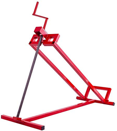 COSTWAY Cric de Tondeuse Autoporté en Acier, Lève Tracteur Tondeuse Pliable avec Hauteur Réglable Dispositif de Levage Charge Maximale 400kg, pour Tracteurs de Jardin et Tondeuses à Gazon (Rouge)