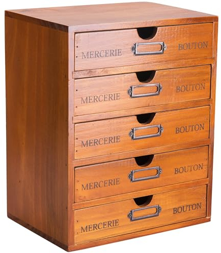 Vintage 5-Drawer Wooden Desk Organizer - Craft Storage - Rustic Shelf Drawer - Home Bedazzling, Rhinestone Organizers and Accessories - Embroidery Floss - Apothecary Cabinet, Art Storage I Stackable