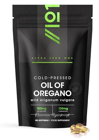 130mg Carvacrol – 153mg Oregano Oil per Softgel – Cold-Pressed – World Highest Concentration (85%+ Carvacrol) – Contains 100% Greek Essential Oil of Oregano – 90 Count - By Alpha01